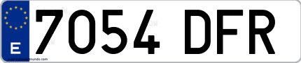Ejemplo de matrícula de coche ordinaria 7054 DFR