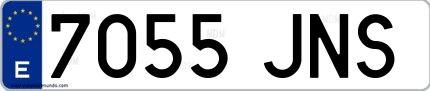 Ejemplo de matrícula española 7055 JNS