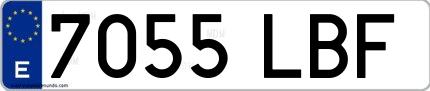 Ejemplo de matrícula española 7055 LBF