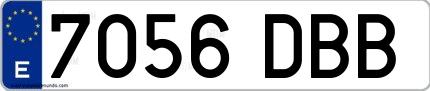 Ejemplo de matrícula española 7056 DBB