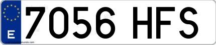 Ejemplo de matrícula española 7056 HFS