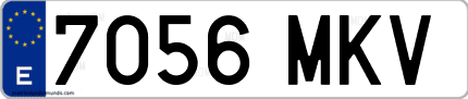 Ejemplo de matrícula de coche ordinaria 7056 MKV