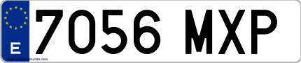 Ejemplo de matrícula de coche ordinaria 7056 MXP