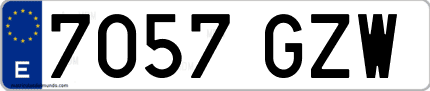 Ejemplo de matrícula de coche ordinaria 7057 GZW