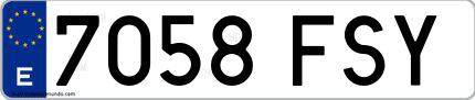 Ejemplo de matrícula española 7058 FSY