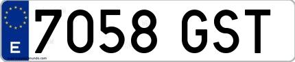 Ejemplo de matrícula española 7058 GST