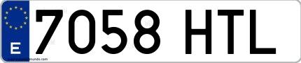 Ejemplo de matrícula española 7058 HTL