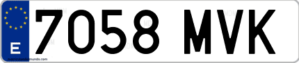 Ejemplo de matrícula de coche ordinaria 7058 MVK