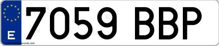Ejemplo de matrícula española 7059 BBP