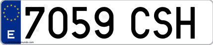Ejemplo de matrícula de coche ordinaria 7059 CSH
