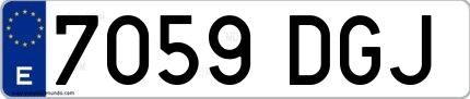 Ejemplo de matrícula española 7059 DGJ