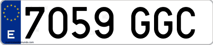Ejemplo de matrícula de coche ordinaria 7059 GGC