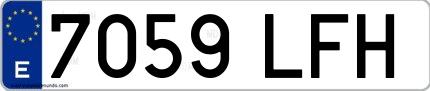 Ejemplo de matrícula española 7059 LFH