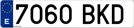 Ejemplo de matrícula de coche ordinaria 7060 BKD