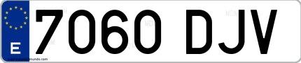 Ejemplo de matrícula española 7060 DJV
