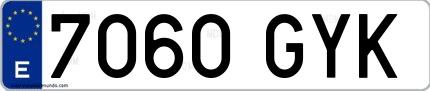 Ejemplo de matrícula española 7060 GYK
