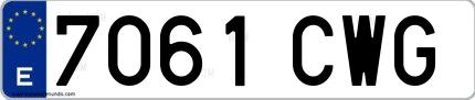 Ejemplo de matrícula española 7061 CWG