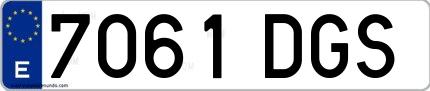 Ejemplo de matrícula española 7061 DGS