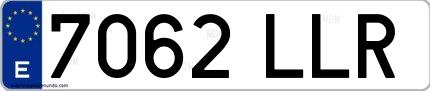 Ejemplo de matrícula española 7062 LLR