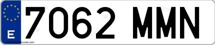 Ejemplo de matrícula española 7062 MMN