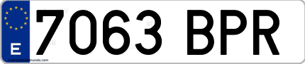 Ejemplo de matrícula de coche ordinaria 7063 BPR