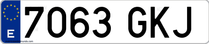 Ejemplo de matrícula de coche ordinaria 7063 GKJ
