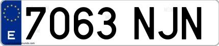 Ejemplo de matrícula española 7063 NJN