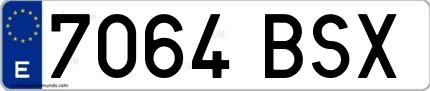Ejemplo de matrícula española 7064 BSX
