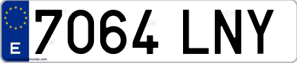 Ejemplo de matrícula de coche ordinaria 7064 LNY