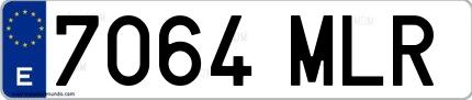 Ejemplo de matrícula española 7064 MLR