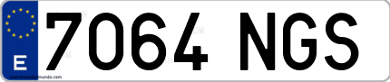 Ejemplo de matrícula de coche ordinaria 7064 NGS