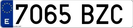 Ejemplo de matrícula española 7065 BZC