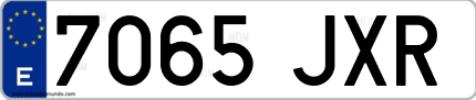 Ejemplo de matrícula de coche ordinaria 7065 JXR