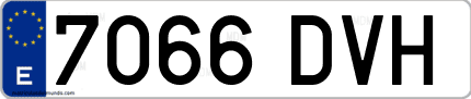 Ejemplo de matrícula de coche ordinaria 7066 DVH