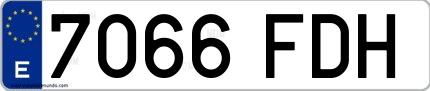 Ejemplo de matrícula de coche ordinaria 7066 FDH