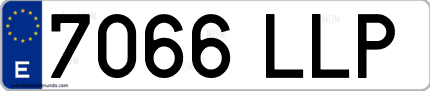 Ejemplo de matrícula de coche ordinaria 7066 LLP