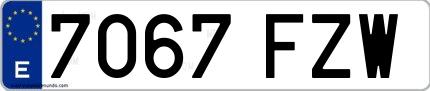 Ejemplo de matrícula española 7067 FZW