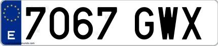 Ejemplo de matrícula española 7067 GWX