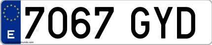 Ejemplo de matrícula española 7067 GYD