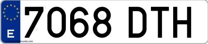 Ejemplo de matrícula española 7068 DTH