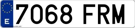Ejemplo de matrícula española 7068 FRM