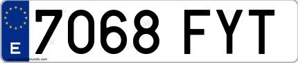 Ejemplo de matrícula española 7068 FYT