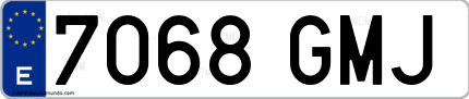 Ejemplo de matrícula de coche ordinaria 7068 GMJ