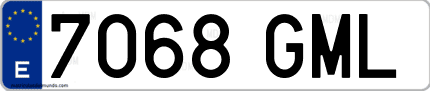 Ejemplo de matrícula de coche ordinaria 7068 GML