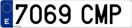 Ejemplo de matrícula de coche ordinaria 7069 CMP