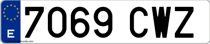 Ejemplo de matrícula de coche ordinaria 7069 CWZ
