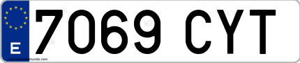 Ejemplo de matrícula de coche ordinaria 7069 CYT