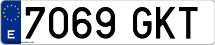 Ejemplo de matrícula de coche ordinaria 7069 GKT