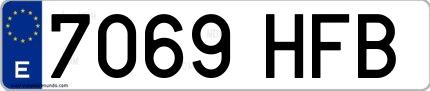 Ejemplo de matrícula española 7069 HFB
