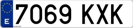 Ejemplo de matrícula española 7069 KXK